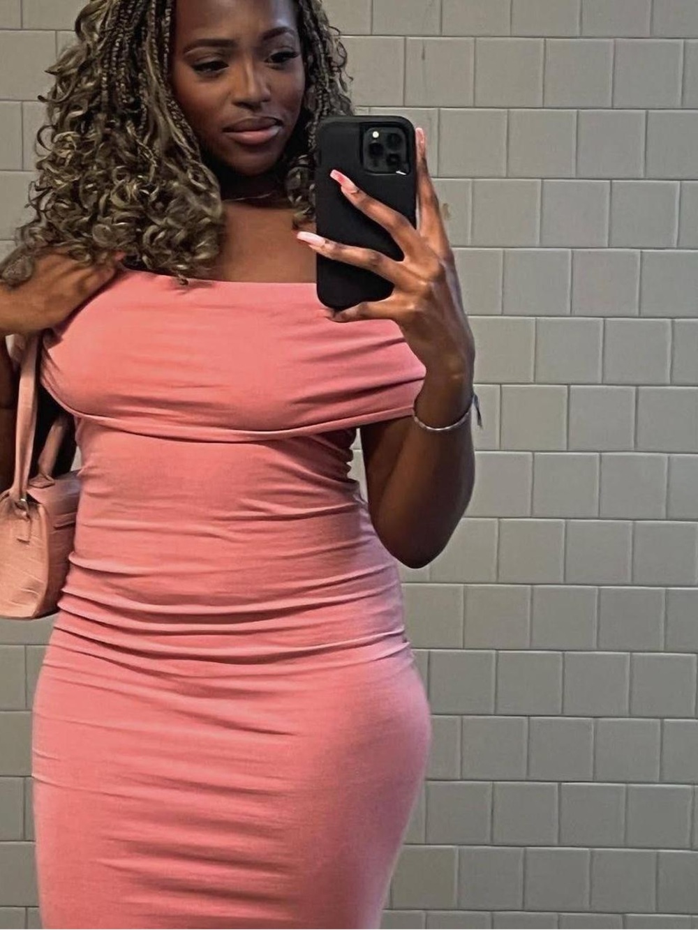 Off-Shoulder Bodycon Dress in Dusty Rose